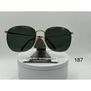 Vintage NOS Oversize Sunglasses Tortoise Gold Metal Grey Green G15 Lenses 1980s